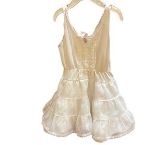 Vintage stone white sleeveless lace slip dress 100% nylon toddler girl size 3